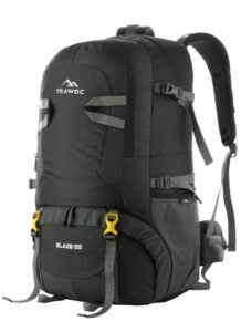 TRAWOC BLAZE 55 Liter Travel Backpack Daypack Bag for Camping Hiking Trekking Bag for Men & Women, Black, SHK014, 3 Year Warranty