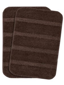 Saral Home Microfiber Stripe Antskid Bathmat 2pc(Brown, 35X50 cm)