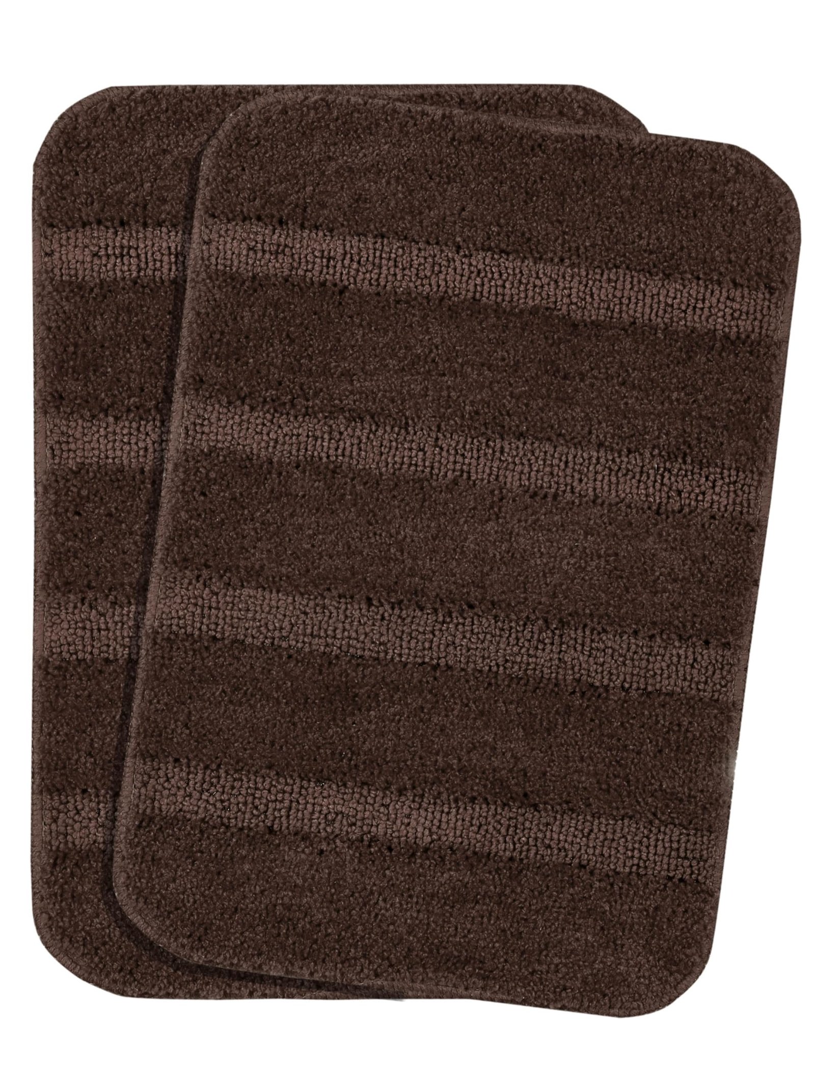 Saral Home Microfiber Stripe Antskid Bathmat 2pc(Brown, 35X50 cm)