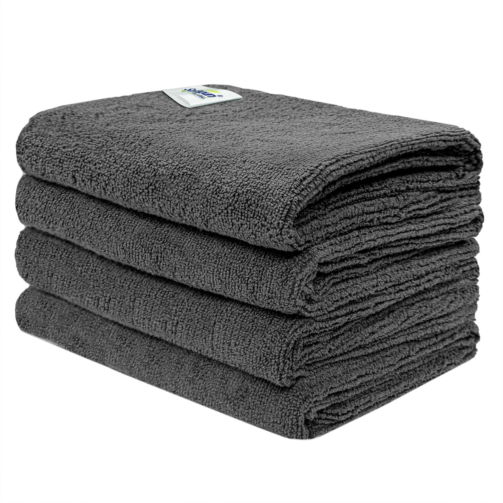 SOFTSPUN Microfiber Cloth 40×60 Cms, 4 Piece Towel Set, 340 GSM (Grey) Ultra Absorbent Super Soft & Lightweight Quick Drying for Men & Women Daily Use Unisex..