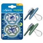 Dr. Brown’s Advantage Glow in the Dark 2 Piece Stage 2 Pacifie (Pack of 2, Blue)