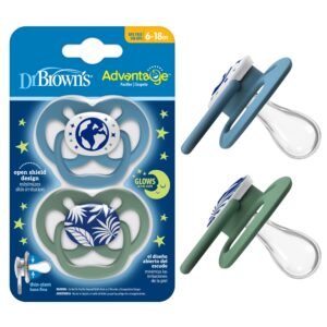 Dr. Brown’s Advantage Glow in the Dark 2 Piece Stage 2 Pacifie (Pack of 2, Blue)