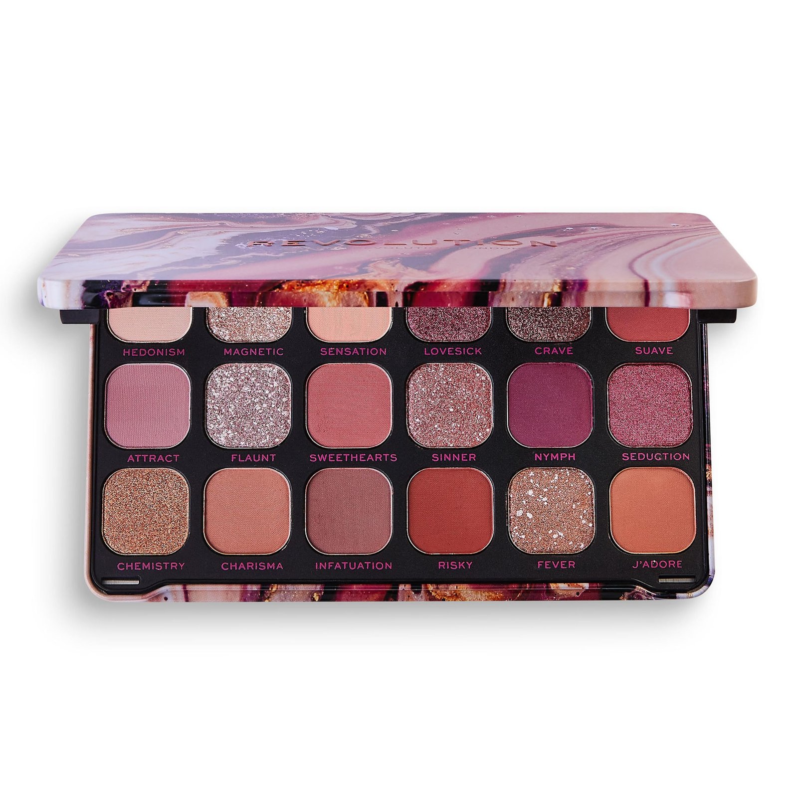 Makeup Revolution Eyeshadow Palette for Women | Forever Flawless Allure Pallete – 18 Shades | Matte & Shimmer Finish | Glitter Eyeshadow | Long Lasting & Blendable Shimmer Eyeshadow Palette – 19g