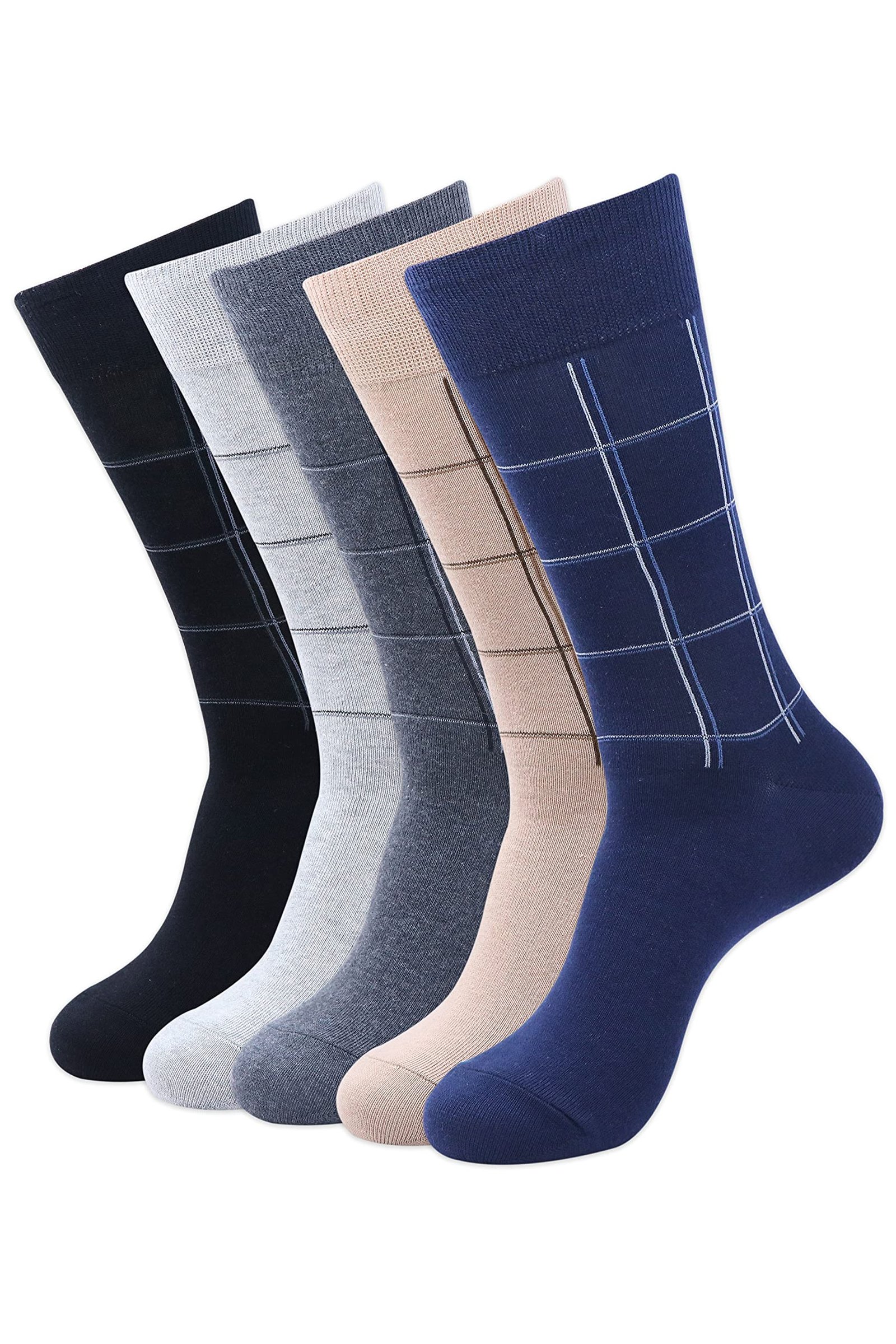 BALENZIA SocksXpress Men’s Checks Cotton Crew – Black, White, D.Grey (Pack of 3)