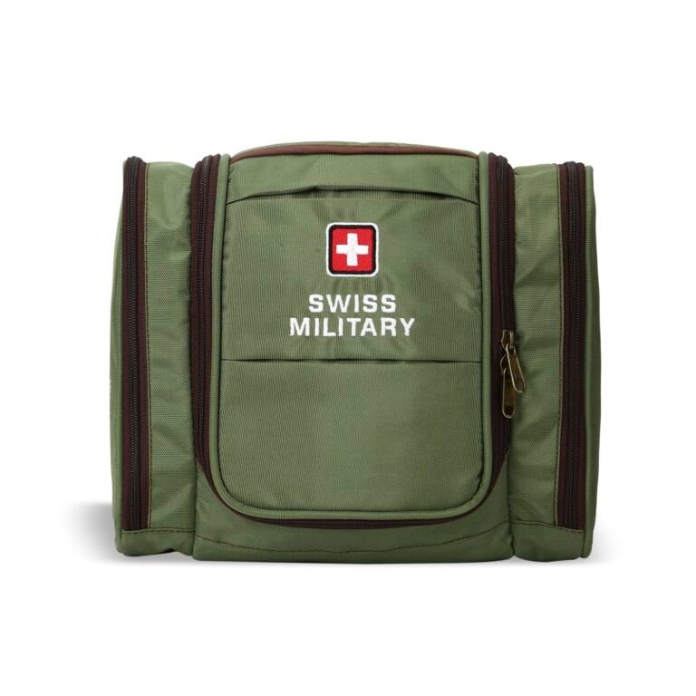 Swiss Military Unisex 5L Water-Resistant Toiletry Bag for Travel with Multiple Compartments, Quick Access Pocket, Durable Zippers, Organizer for Toiletries, Makeup and Essentials Pouch-Green