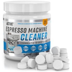 Espresso Machine Cleaning Tablets Descaling – 120 Tabs | Compatible with Breville Barista Express, Gaggia, Delonghi, Jura, Philips | Expresso Maker Backflush Oil Remover Solution Cleaner Clean Tablet