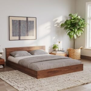 Wakefit Bed | 1 Yr Warranty | Bed Queen Size, Non-Storage, Noise Free, Density: 680–750 kg/m³, Termite & Borer Resistant, Fits Mattresses Up to 8 Inches (Cosmo 78 x 60 – Columbian Walnut)