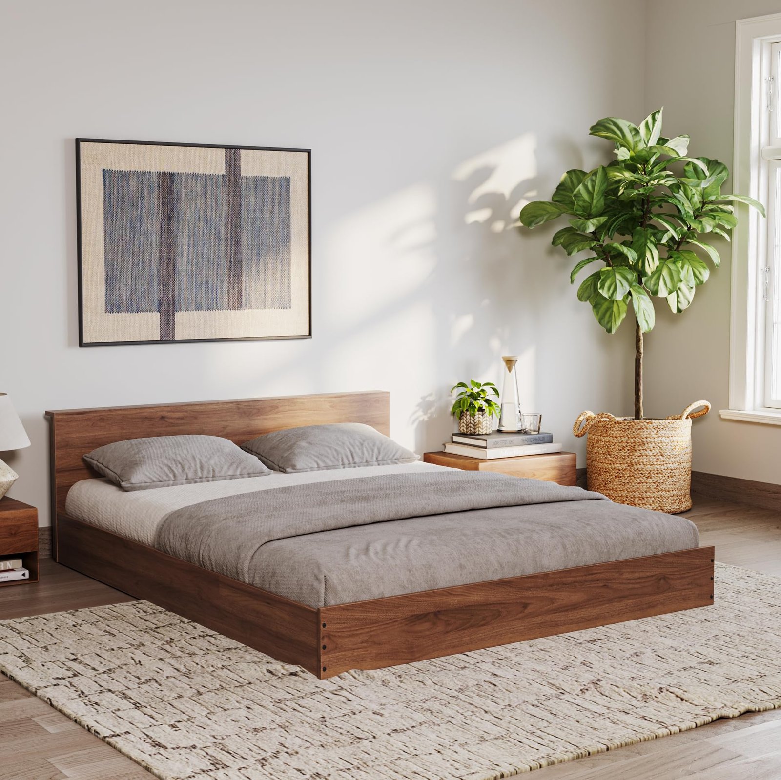 Wakefit Bed | 1 Yr Warranty | Bed Queen Size, Non-Storage, Noise Free, Density: 680–750 kg/m³, Termite & Borer Resistant, Fits Mattresses Up to 8 Inches (Cosmo 78 x 60 – Columbian Walnut)