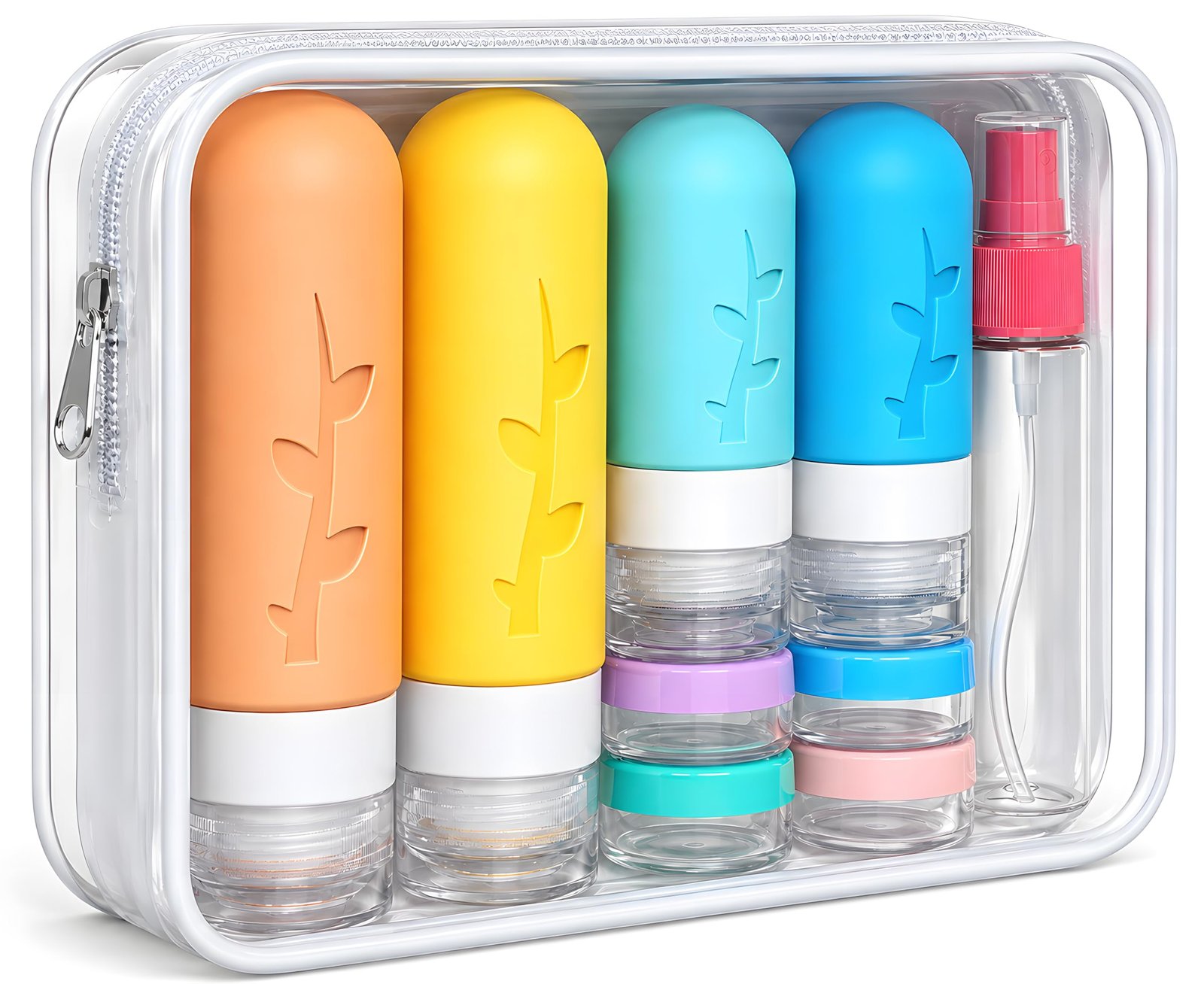 DEPOZA 16 Pack Travel Bottles Set – TSA Approved Leak Proof Silicone Squeezable Containers for Toiletries, Conditioner, Shampoo, Lotion & Body Wash Accessories, 16 Pcs /White Pack, 16 Count, Modern