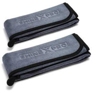 ShineXPro Microfiber Car Cleaning Cloth – OG Soft 500 GSM Extra Large (35×75 CM) Microfiber Cloth for Car and Bike – Suede Edging for Scratchless Drying and Detailing (Pack of 2, Grey)