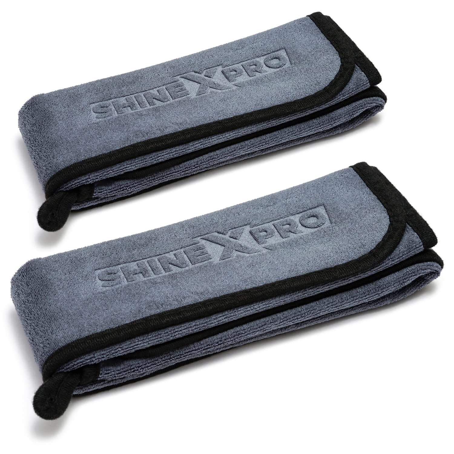 ShineXPro Microfiber Car Cleaning Cloth – OG Soft 500 GSM Extra Large (35×75 CM) Microfiber Cloth for Car and Bike – Suede Edging for Scratchless Drying and Detailing (Pack of 2, Grey)