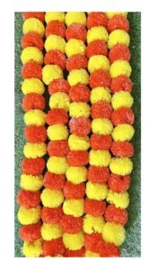 SPHINX Artificial Marigold Flower Garlands–Fluffy Marigold Strings for Diwali,Pooja,Wedding,Festival,Housewarming,Home,Mandir,Wall,Door,Home Decor–Reusable Trousseau Gift – Yellow &Dark Orange,5 Pcs