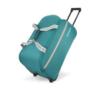 Lavie Sport Polyester Lino Wheel Duffel Bag | 2 Wheel Duffle Bag | Built to Last Wheels and Trolley,Teal,30 Cms