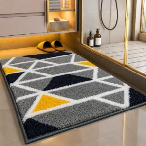 Roseate Mosaic Super Soft (40×60 cm) Microfibre 2000 GSM Bath Mat Super Absorbent Anti-Skid Door Mats for Home/Bathroom Mat/Bedroom/Kitchen/Floor Mat (Grey) Pack of 1