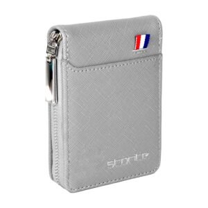 Storite PU Leather Card Holder Money Wallet, Grey, 11.5 x 2 x 8 cm