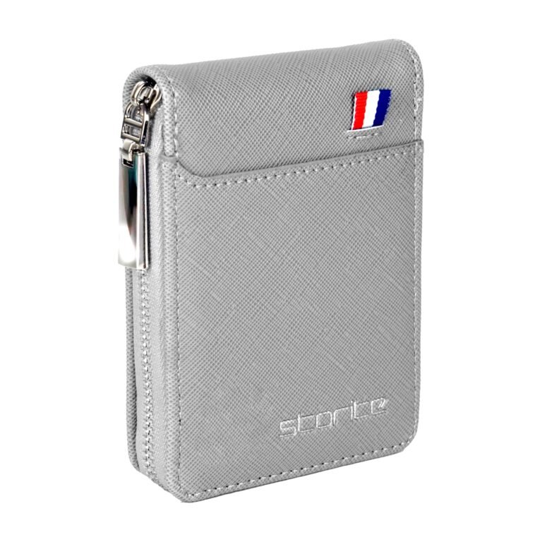 Storite PU Leather Card Holder Money Wallet, Grey, 11.5 x 2 x 8 cm