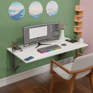 Compal Folding Wall Mounted Study Table, Office Table, Laptop, Folding Utility for Home Office Portable & Space-Saving Floating Desk 23.5X31.5 Inch Wall Mount Table White