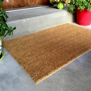Onlymat PVC Tufted Coir Doormat, Compact Front Door Rug Non Slip Natural Rubber Backing, 30×60 cm Door Mat for Indoor Outdoor Use, Natural Coco Fiber Mat for Covered Entrances, Porch, Office