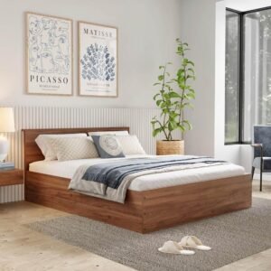 Wakefit Bed | 1 Yr Warranty | Bed Queen Size, Comes with Storage Box, Noise-Free, Density: 680–750 kg/m³, Termite & Borer Resistant, Fits Mattresses Up to 8 Inches (Taurus 78 x 60 – Columbian Walnut)