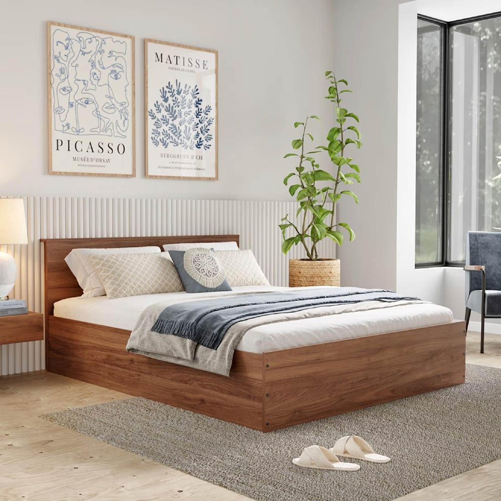 Wakefit Bed | 1 Yr Warranty | Bed Queen Size, Comes with Storage Box, Noise-Free, Density: 680–750 kg/m³, Termite & Borer Resistant, Fits Mattresses Up to 8 Inches (Taurus 78 x 60 – Columbian Walnut)