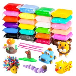 VGRASSP 24 Pcs Air Dry Clay for Kids with 6 Sculpting Tools – Creative Art & Crafts Play Dough Birthday Return Gift for Boys and Girls (12 Colors X 2)