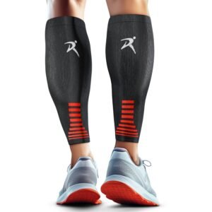 Rymora Calf Compression Sleeves Men Women Shin Splints Running (Pair Black) (M)