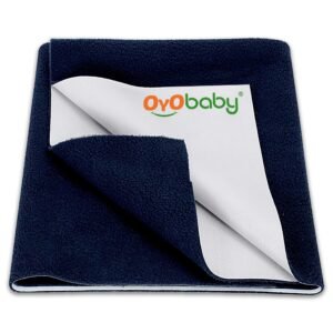 OYO BABY Waterproof Dry Sheet Extra Large 200×140 cm | Suitable for All Ages | Soft, Breathable, Anti-Pilling Fleece Layer | Ultra Absorbent, Lightweight, Reusable Mattress Protector – Dark Blue