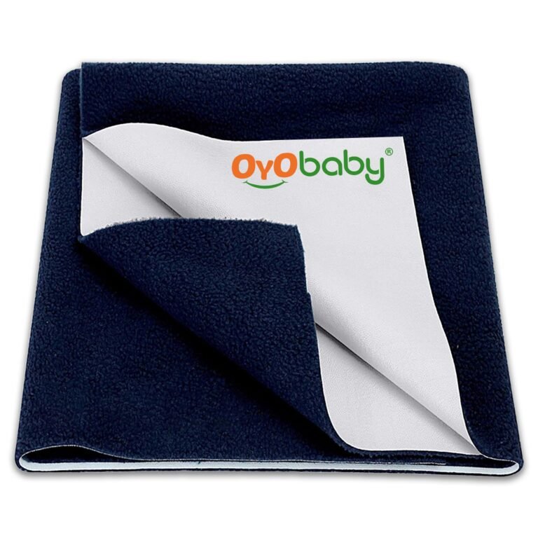 OYO BABY Waterproof Dry Sheet Extra Large 200×140 cm | Suitable for All Ages | Soft, Breathable, Anti-Pilling Fleece Layer | Ultra Absorbent, Lightweight, Reusable Mattress Protector – Dark Blue