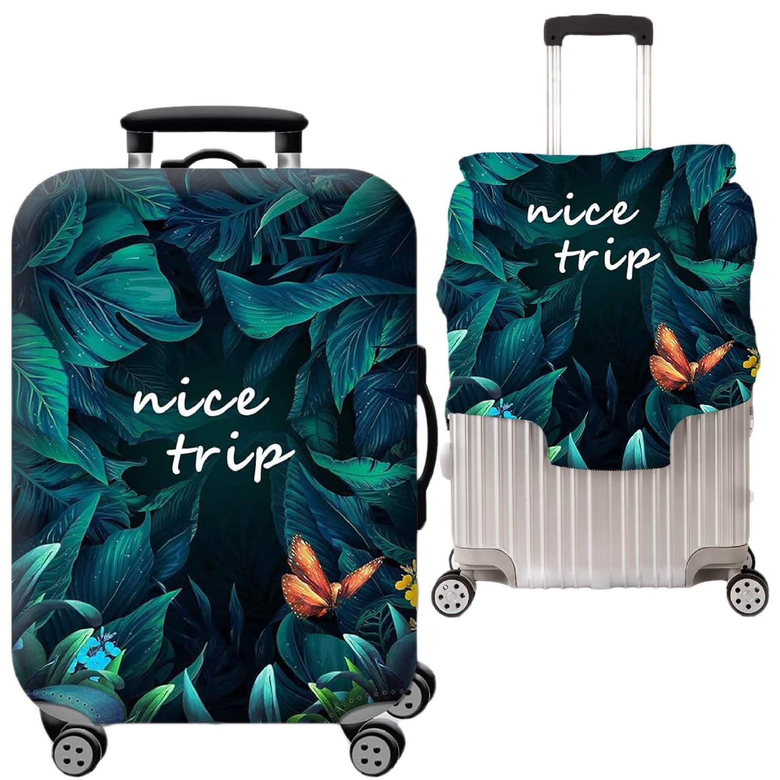 Handcuffs Luggage Cover Trolley Travel Covers, Washable Dust Proof Anti-Scratch Suitcase Protector (Green, M (23″-26″))