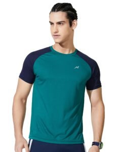 Amazon Brand – Symbol Men’s Color Block Active Regular Fit Sports T-Shirt | Round Neck | Half Sleeve (Available in Plus Sizes) Polyester