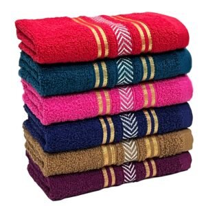 Cotton 390 GSM Hand Towel Set of 6, 13 X 21 inches for Men, Women, Home Use, Gym, Wash Basin, Kitchen | Soft, Absorbent, Quick Dry, Small Size Towels, Travel Friendly | Multicolor