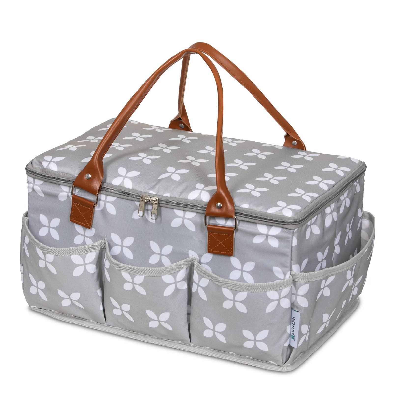 Moteph Extra Large Diaper Caddy Organizer with Zip-Top Cover with 2 Extra Items – Waterproof Wet/Dry Bag – Velour Baby Wipe Cloth – Perfect for Baby Shower