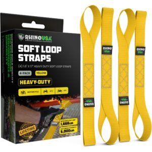 GORILLA Soft Loops Motorcyle Tie Down Straps – 10,427lb Break Strength – Securely Tow with Confidence and Protect Your Paint & Chrome – Soft Ties Hooks to Ratchet Strap – 4 Pack – Made in the USA