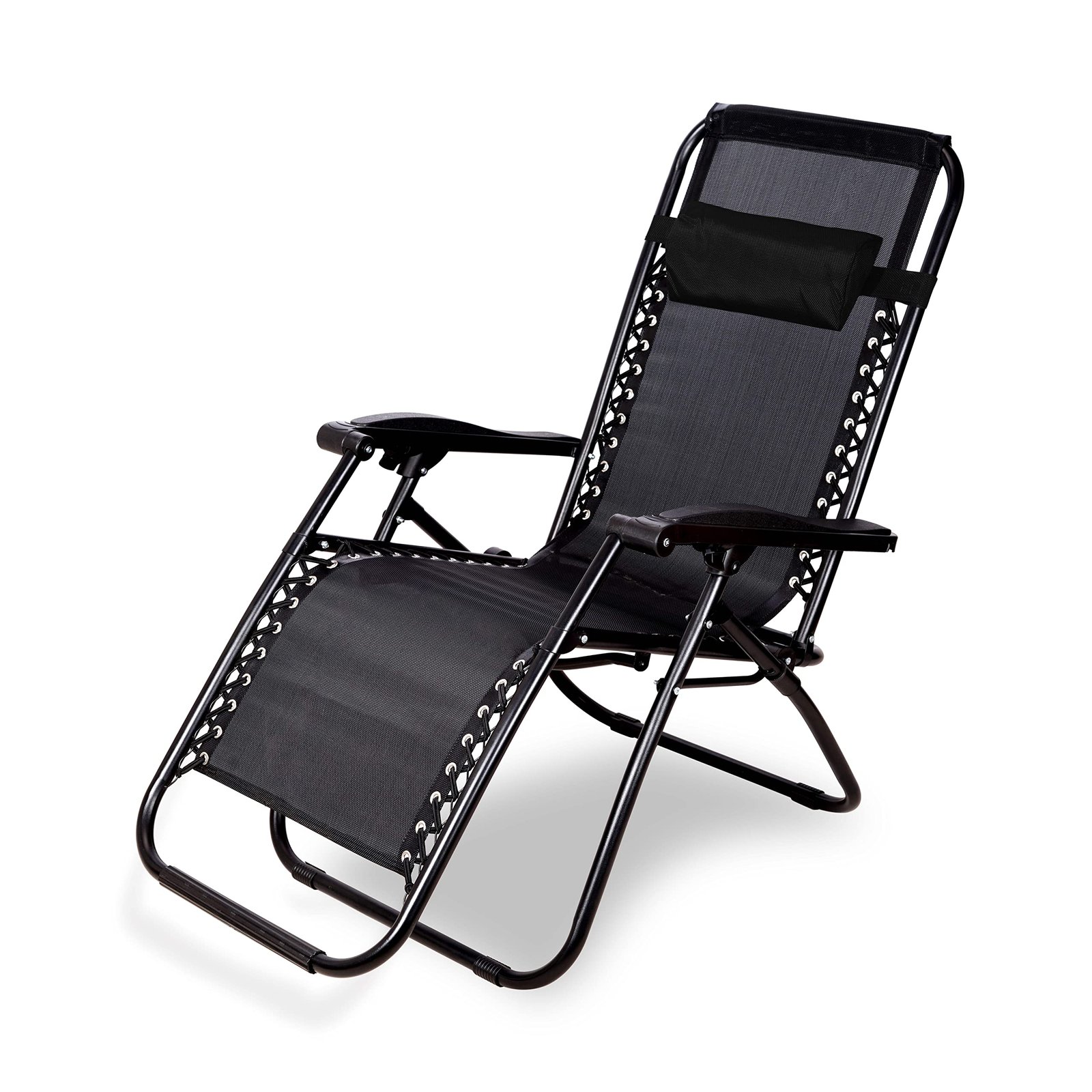 Star Work Zero Gravity Chair|Relax Chair For Lounge|Easy Chair For Lawn|Portable And Foldable Recliner Chair For Resting|Adjustable Pillow|Full Body Support|Young And Old People (Black) – Resin