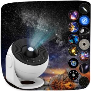Galaxy Projector, 13 in 1 Home Planetarium Star Light Projector for Bedroom 360° Rotating Mist Lamp Starry Sky Night Light with 12 Solar System Constellation Moon for Children Adults