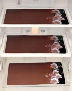 Plastic Refrigerator Drawer/Fridge/Multipurpose Mat (12 X 17 Inches, Printed Brown), Set of 6 Pcs-PVC