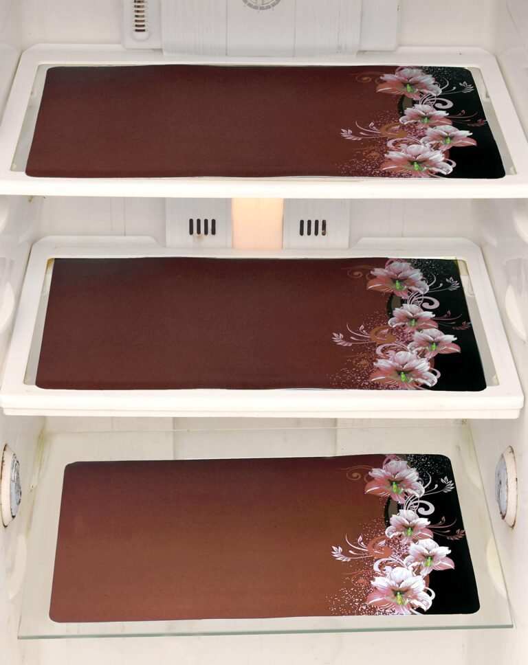 Plastic Refrigerator Drawer/Fridge/Multipurpose Mat (12 X 17 Inches, Printed Brown), Set of 6 Pcs-PVC