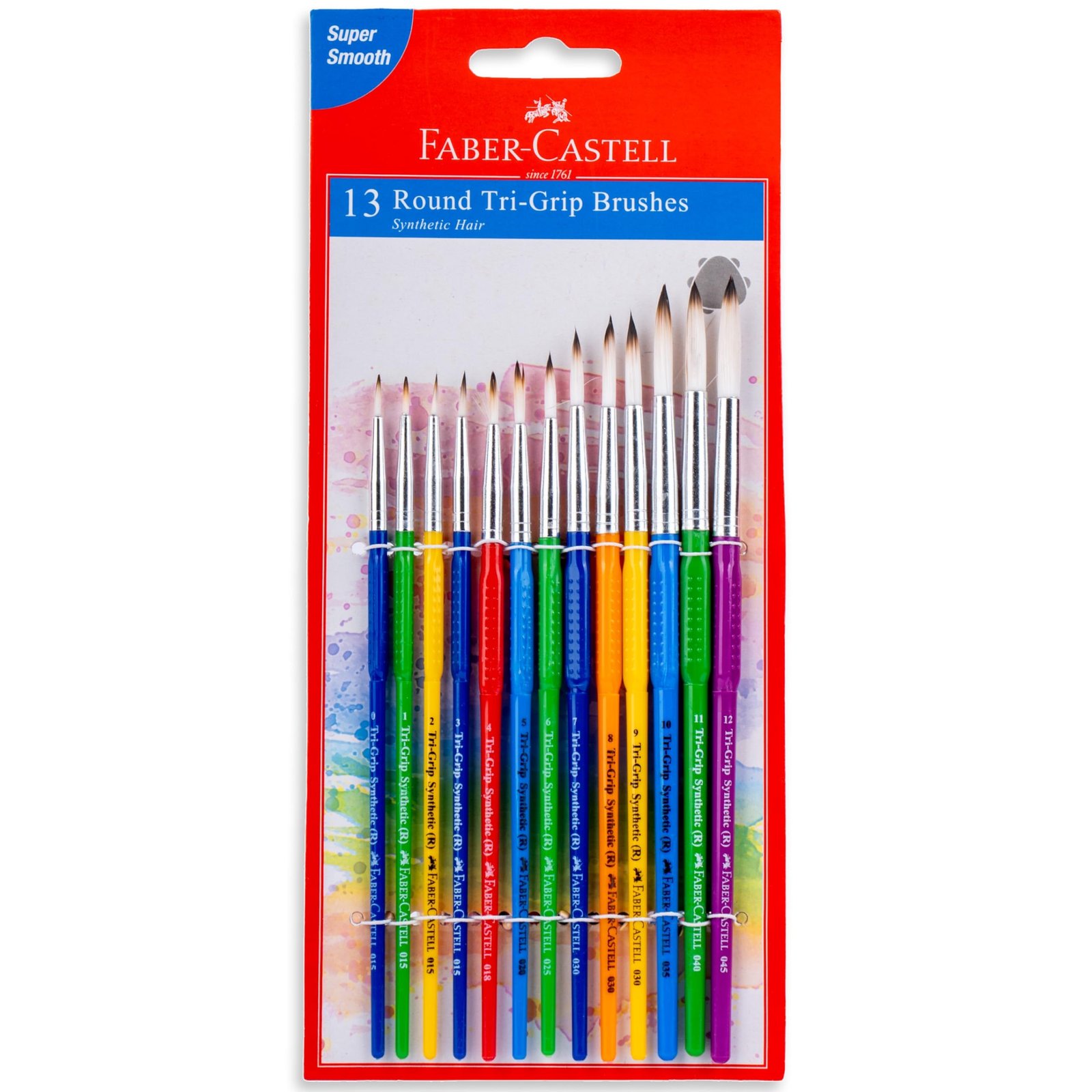 Faber-Castell Tri-Grip Brush – Round, Pack of 13 (Assorted)