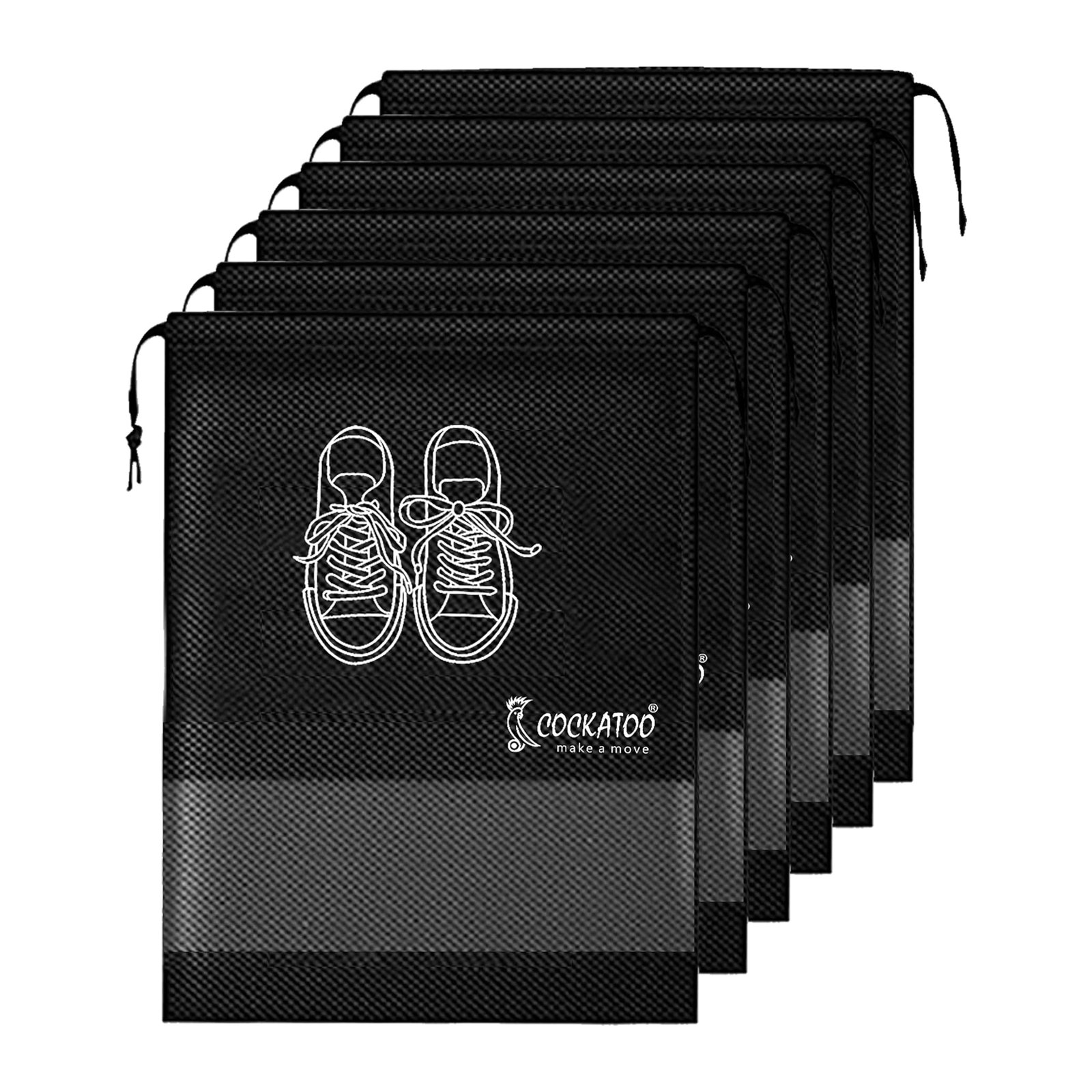 Cockatoo Shoe Bag for Travel Bag for Men & Women, Shoe Cover for Storage at Home Gym Reusable Travelling Accessories, Organizer Pouch Footwear Bags for Travelling-Pack of 6(13 x 17.32 Inch)