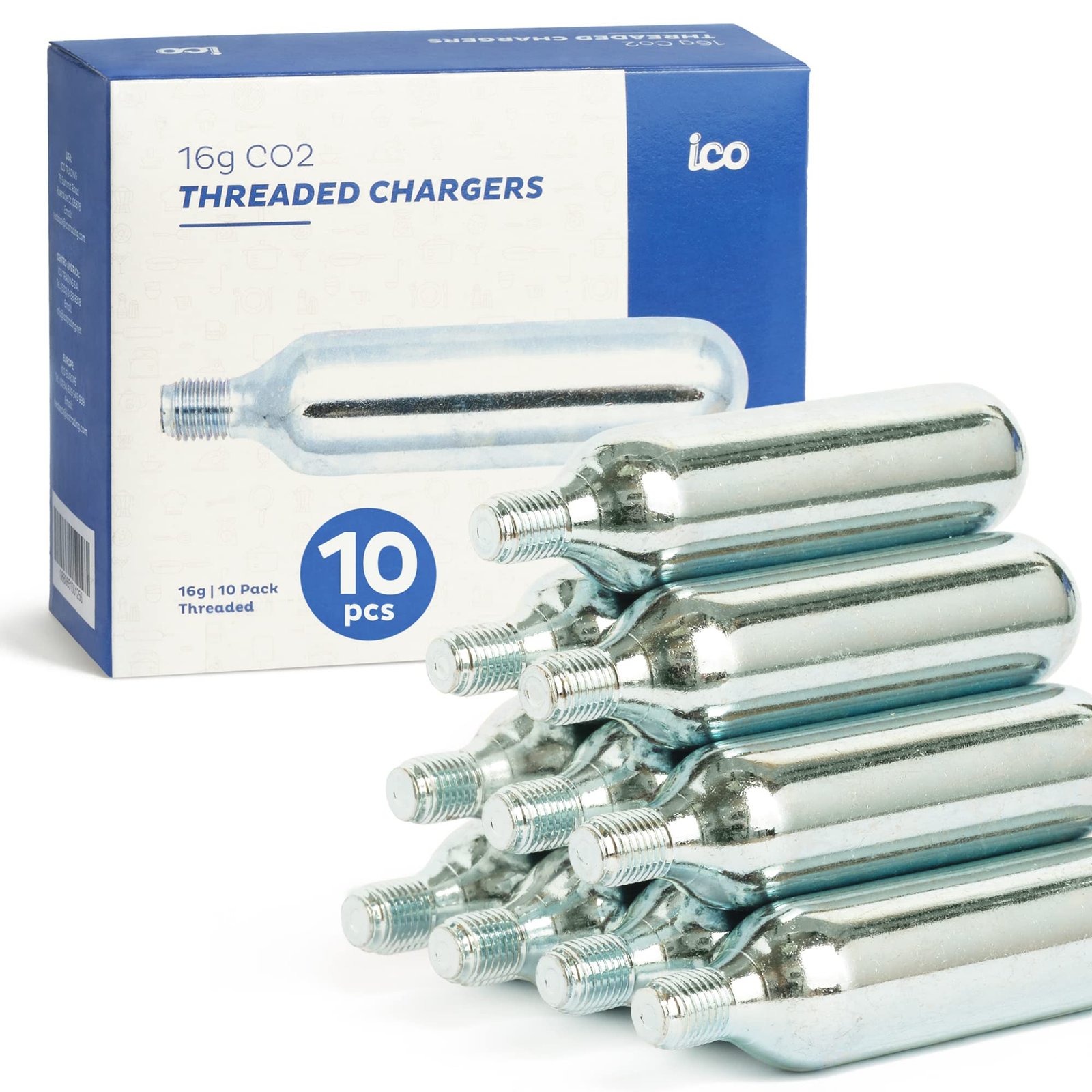 Impeccable Culinary Objects (ICO) Alloy Steel ICOC1610T 16G CO2 Cartridges -10 Pack