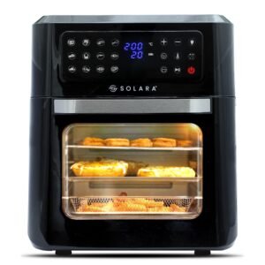 SOLARA 12L Air Fryer Oven for Home Kitchen, 1800W OTG Air Fryer Oven 12 Litre with 12 Presets, 9 Accessories, Grill, Roast, Bake, Reheat, AirFryer OTG, XX-Large, Recipe E-book, 1 Year Warranty, Black