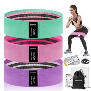 KANGFITER Fabric Resistance Bands for Working Out, 3 Level Non-Slip Booty Bands for Women and Men, Loop Exercise Bands Set for Leg and Glutes, Hip Elastic Bands for Home and Gym Fitness, Yoga, Pilates