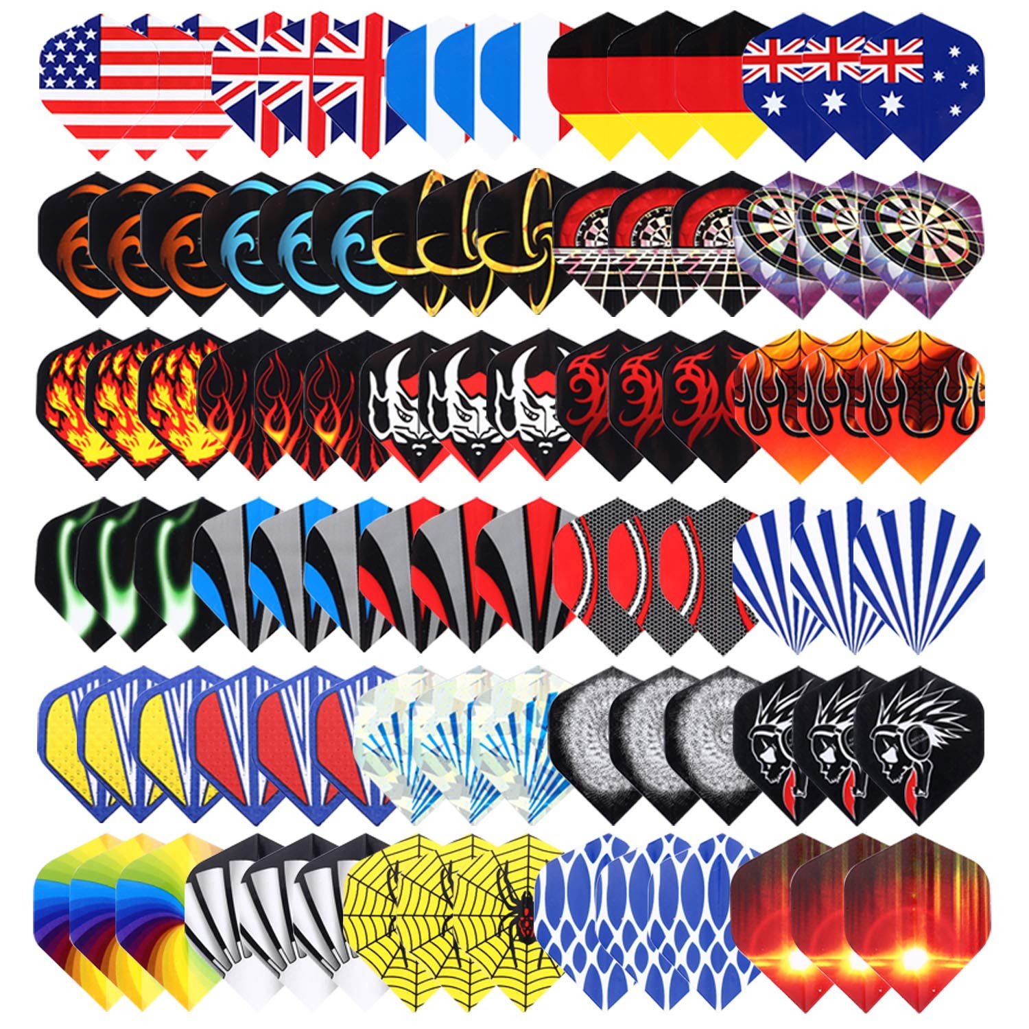 Niubixx Standard Dart Flights 30 Sets 90 Pcs Durable PET and Laser Feather Tail Wing – Perfect Accessories Equipment Supplies for Dart Games