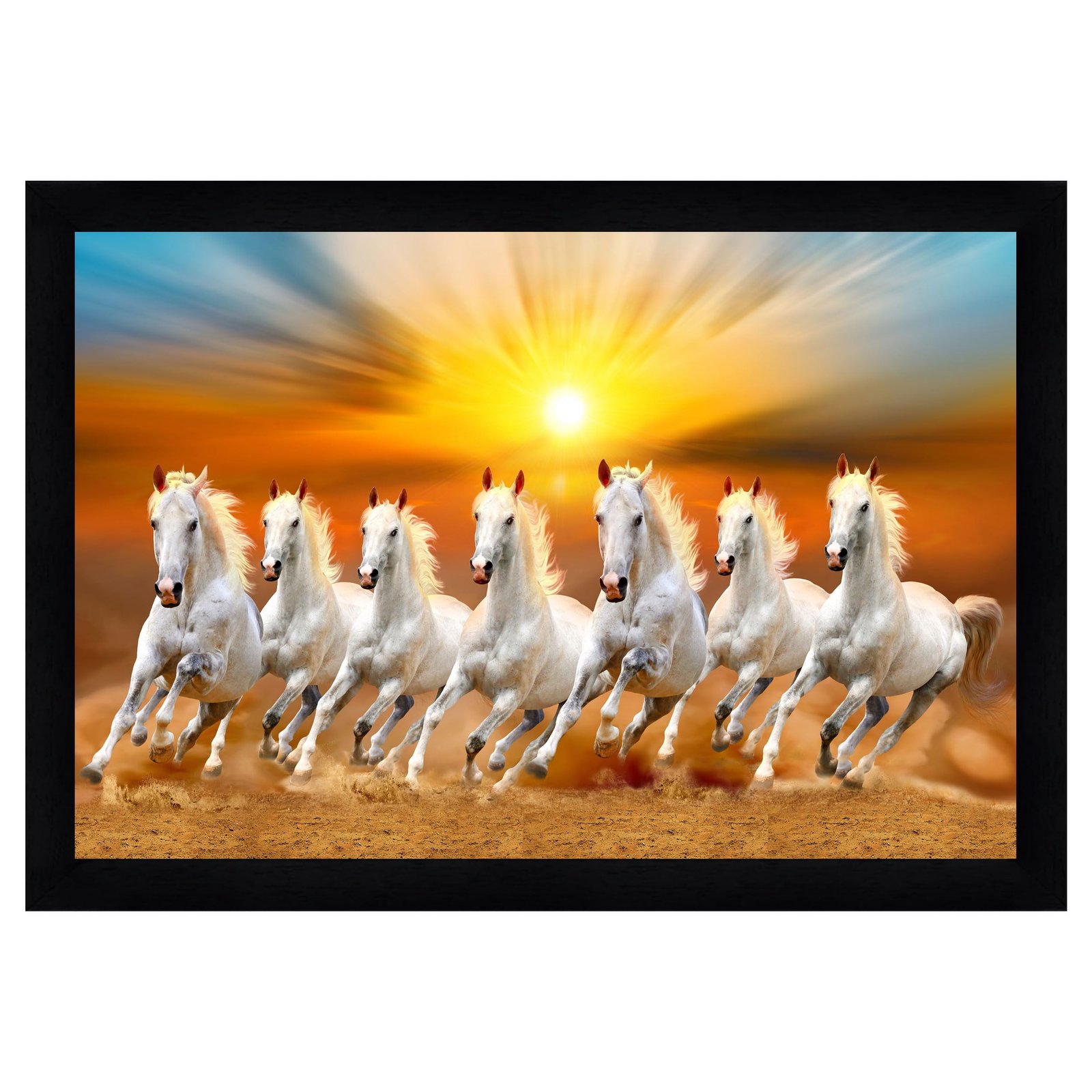 Indianara Vastu Running Seven Horses Painting
