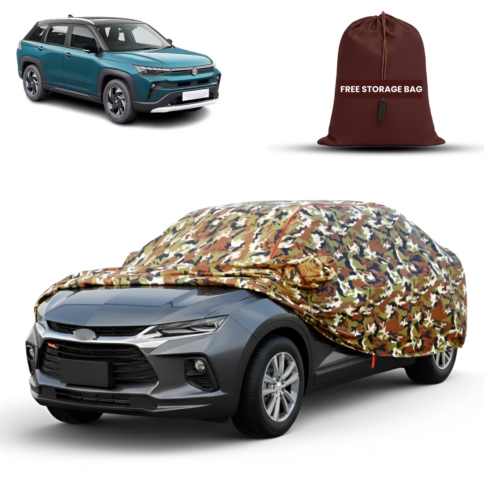 MORNYRAY Car Cover for Maruti Victoris | Fully Waterproof Car Body Cover | with Mirror & Antenna Pocket | Dustproof, Windproof & Anti-Scratch Lining, Camouflage