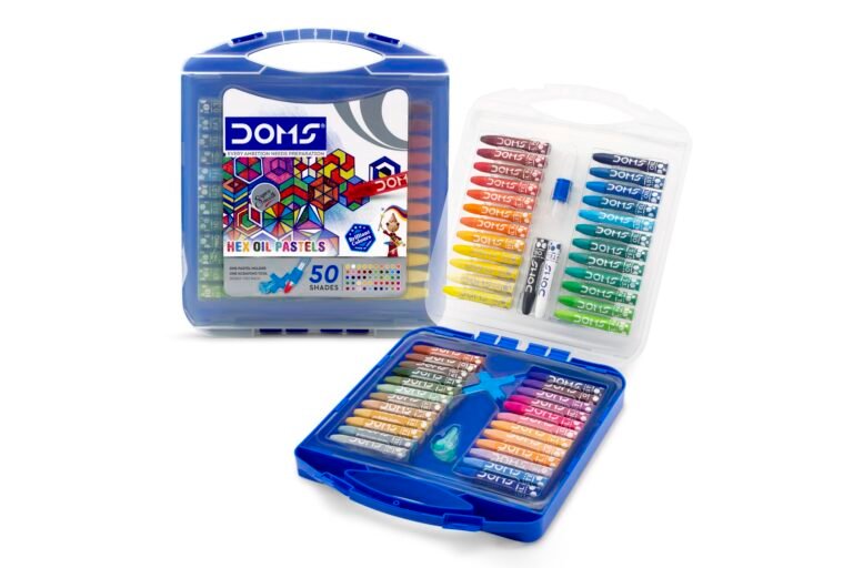Doms 50 Shades Oil Pastel With Case|Smooth Color Intermixing For Better Effect|Bright&Intense Colors|Free Scrapping Tool&Color Pen|Non-Toxic&Safe For Childrens|Pack Of 1| Multicolor (DOMSOP50)