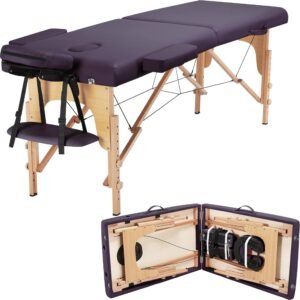 Yaheetech Spa Bed Portable Lash Bed Massage Bed Foldable Spa Tables Adjustable 2 Fold with Non-Woven Bag, Lavender
