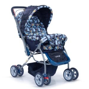 LuvLap Starshine Baby Stroller/Pram for 0 to 3 Years, New Born/Toddler/Kid, Lightweight,Adjustable backrest, 360° Swivel Wheel, Large Storage Basket, Reversible Handlebar (Blue)