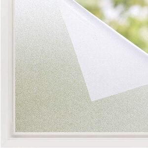 WISDOM Privacy Window Film Frosted Glass Film Glass Film No Glue Anti-UV Window Sticker Non Adhesive for Privacy Office Meeting Room Bathroom Living Room (Simple Frosted, 24 x 72 inch)