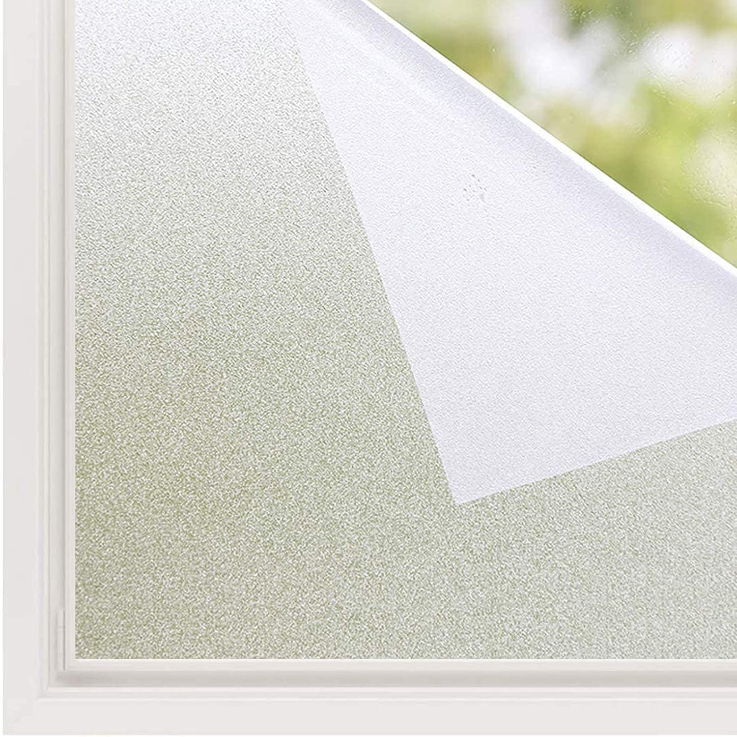 WISDOM Privacy Window Film Frosted Glass Film Glass Film No Glue Anti-UV Window Sticker Non Adhesive for Privacy Office Meeting Room Bathroom Living Room (Simple Frosted, 24 x 72 inch)